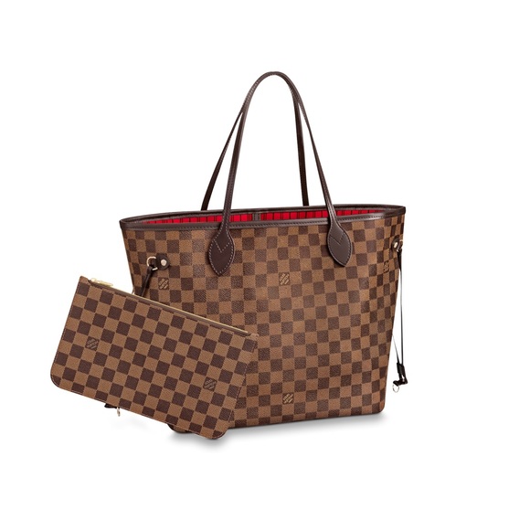 Like New Medium Louis Vuitton Neverfull MM Damier Ebene Canvas Tote In Cherry - Picture 2 of 16